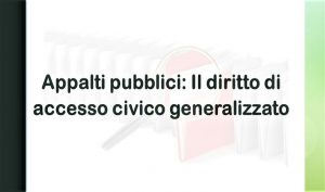 Appalti pubblici: Il diritto di accesso civico generalizzato
